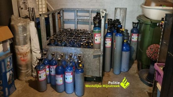 Tientallen lachgascilinders gevonden bij 70-jarige in Stein